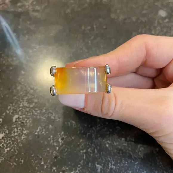 Natural Agate Oversized Ring Size 8 - Picture 1 of 5